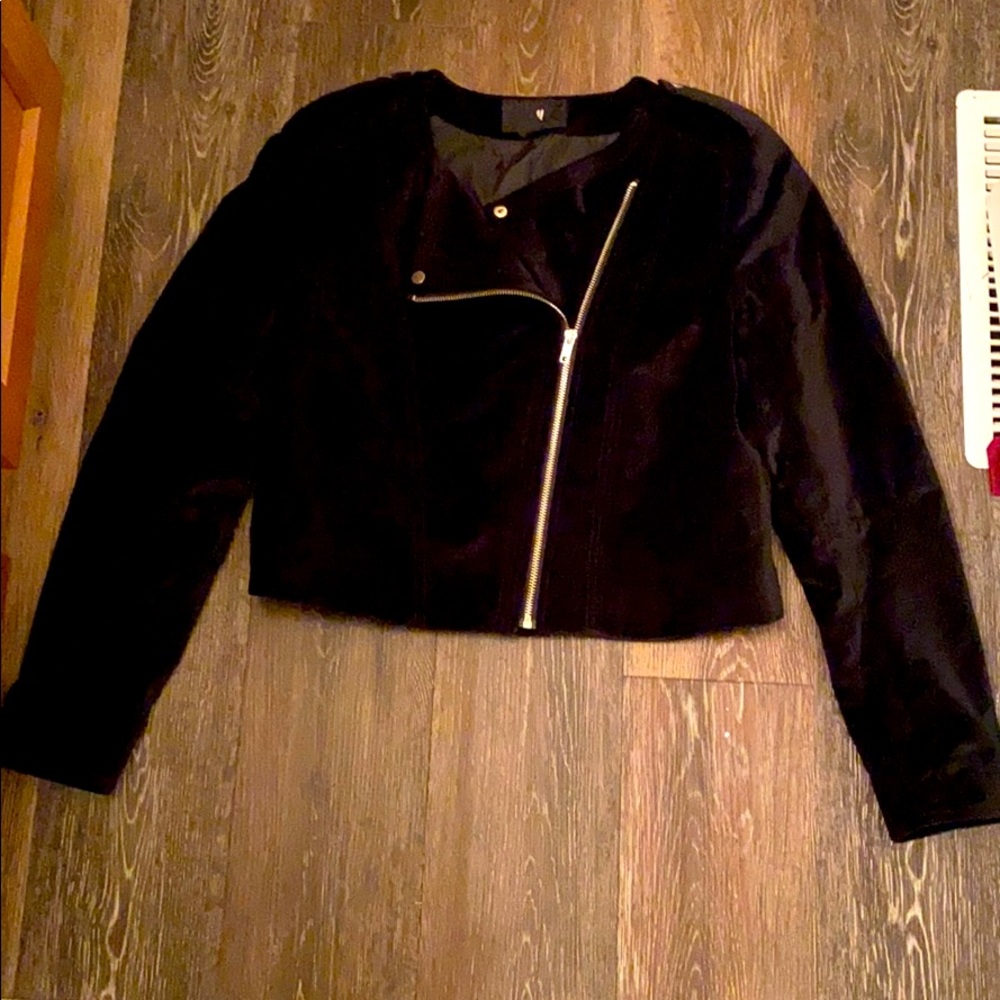 H&M Crop Velour Moto Jacket